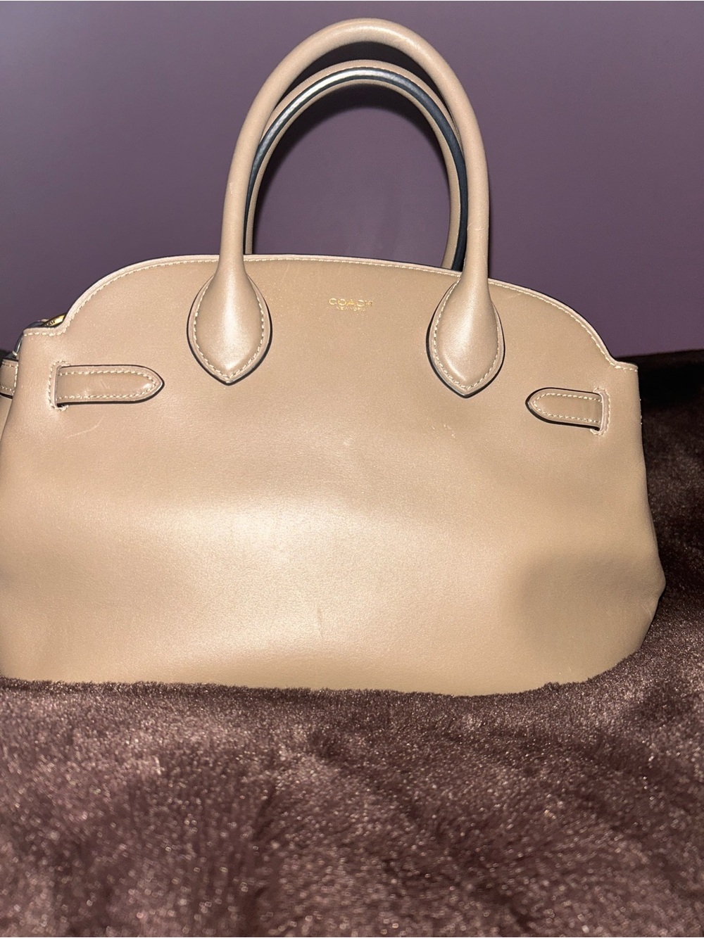 Coach Empire 28 Leather Satchel Dark Stone